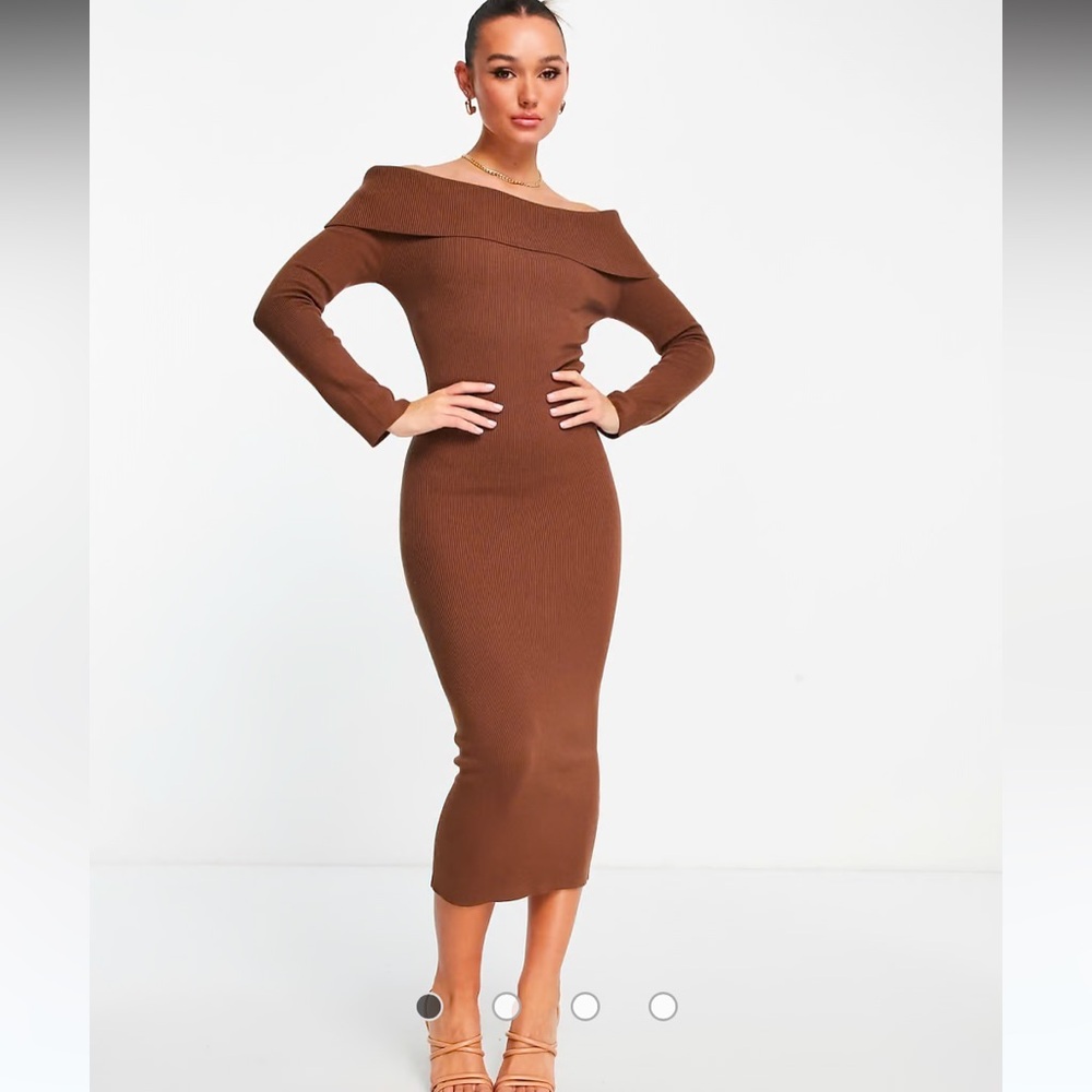 Pretty Lavish off the shoulder knitted dress